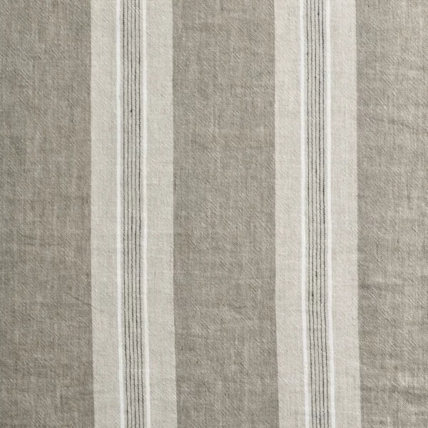 Thora Fabric - Fawn by black-grey striped cotton fabric from Kai