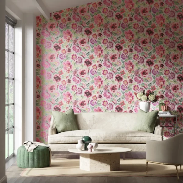 Marsha Wallpaper - Aqua / Peony / Magenta by Marsha Wallpaper - Aqua / Peony / Magenta from