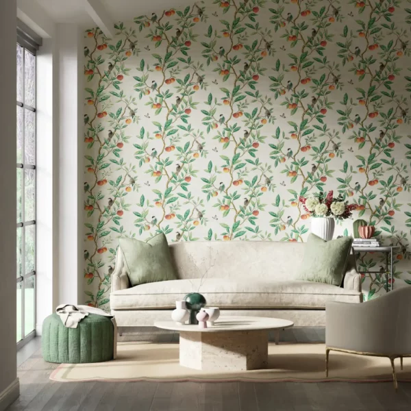 Ella Wallpaper - Sky / Fig Leaf / Nectarine by Ella Wallpaper - Sky / Fig Leaf / Nectarine from