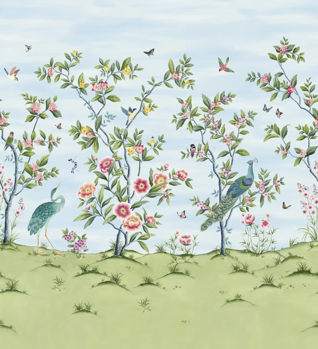 Florence Wallpaper - Sky / Meadow / Blossom by blue animal wallpaper from harlequin x diane hill