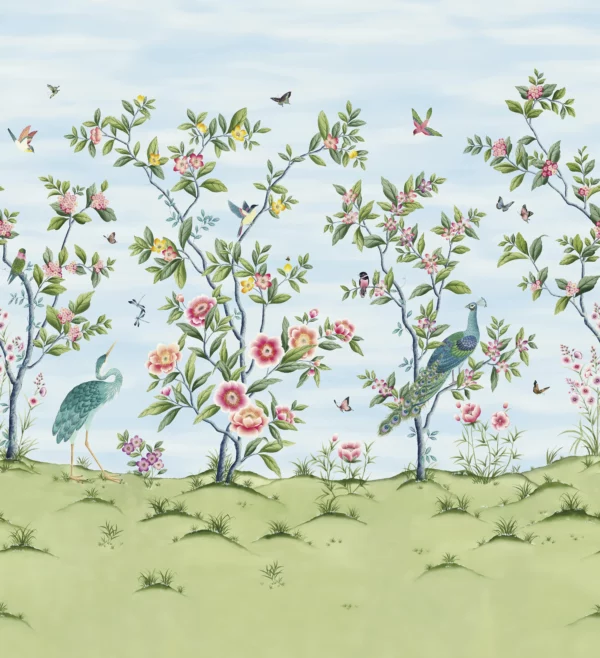 Florence Wallpaper - Sky / Meadow / Blossom by blue animal wallpaper from harlequin x diane hill