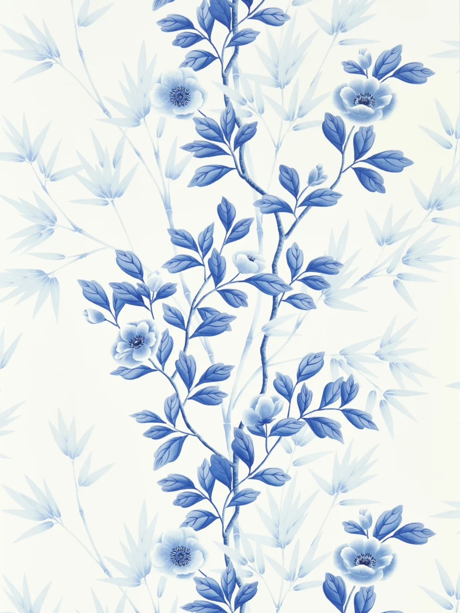 blue botanical wallpaper from harlequin x diane hill