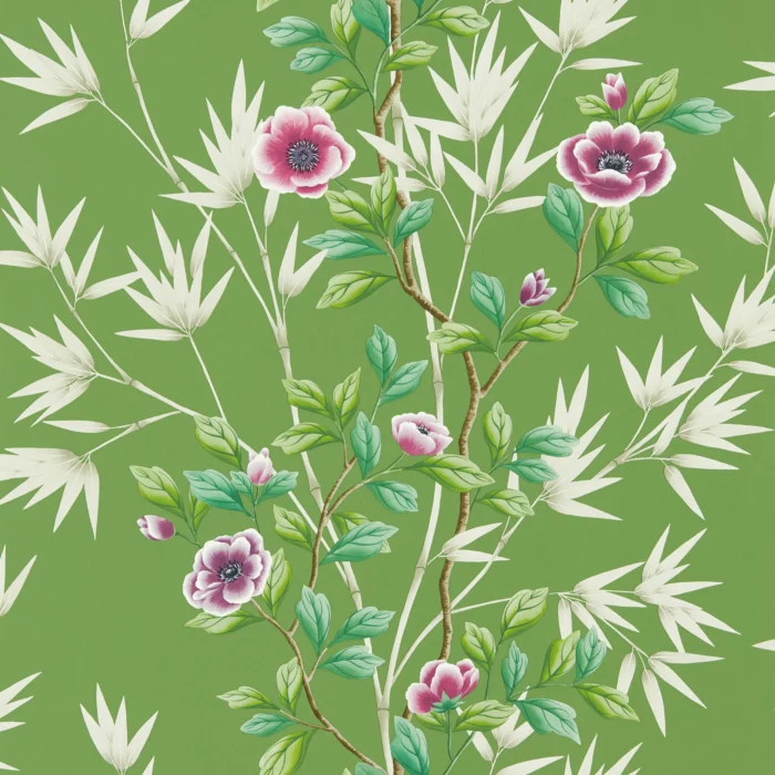 Lady Alford Wallpaper - Apple / Magenta fabric swatch HDHW112900