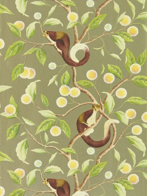 Nellie Wallpaper - Gilver / Meadow by green animal wallpaper from harlequin x diane hill