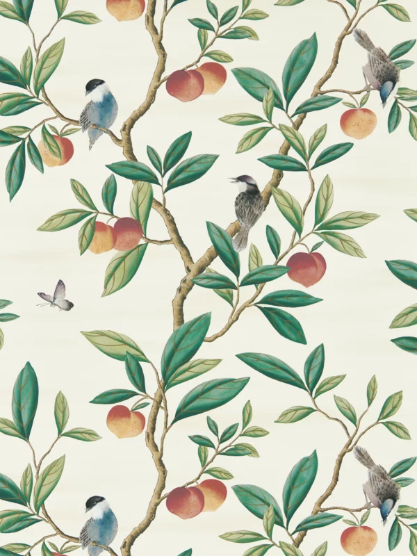 Ella Wallpaper - Fig Blossom / Fig Leaf by green animal wallpaper from harlequin x diane hill