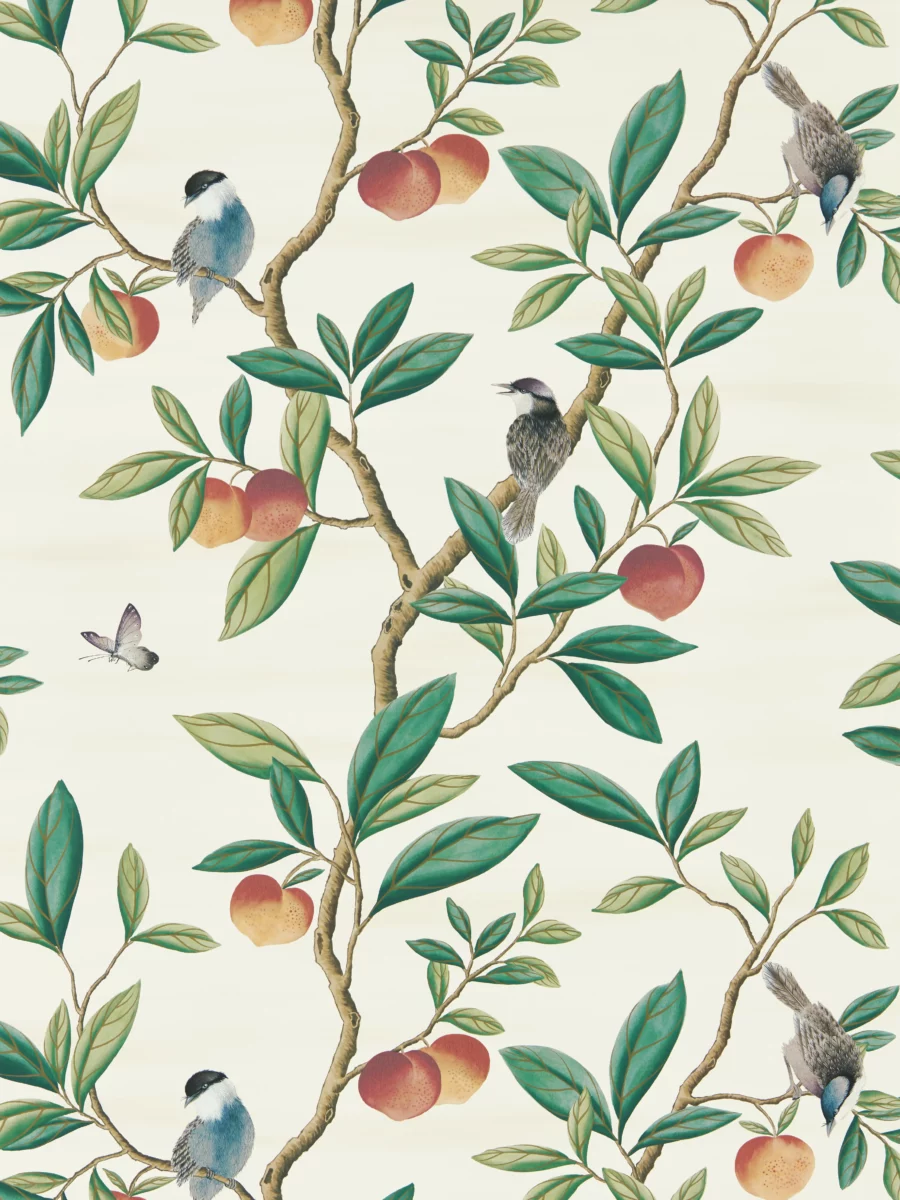 Ella Wallpaper - Fig Blossom / Fig Leaf by green animal wallpaper from harlequin x diane hill