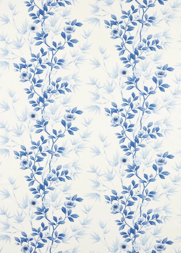 Lady Alford Fabric - Porcelain / Chine Blue by blue botanical cotton fabric from Harlequin x Diane Hill