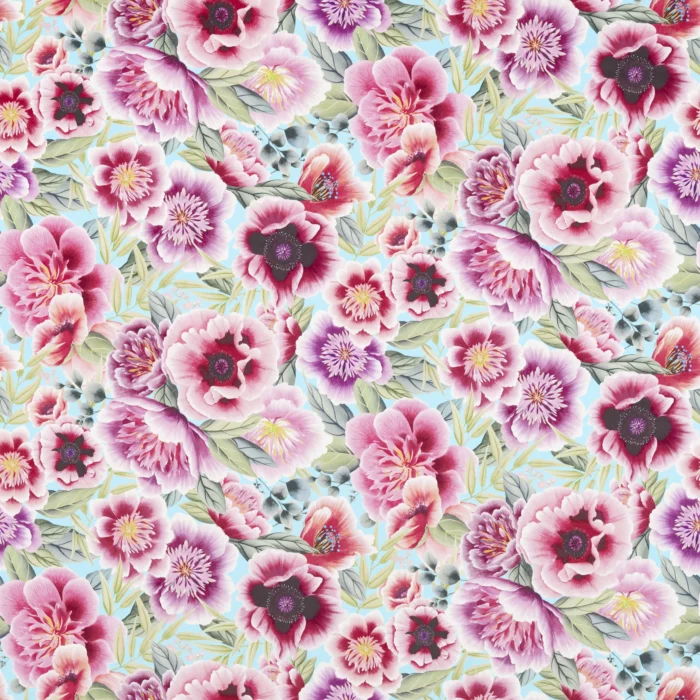 Marsha Fabric - Aqua / Peony / Magenta swatch