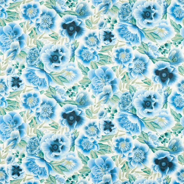Marsha Fabric - Delft / Lagoon / Porcelain swatch