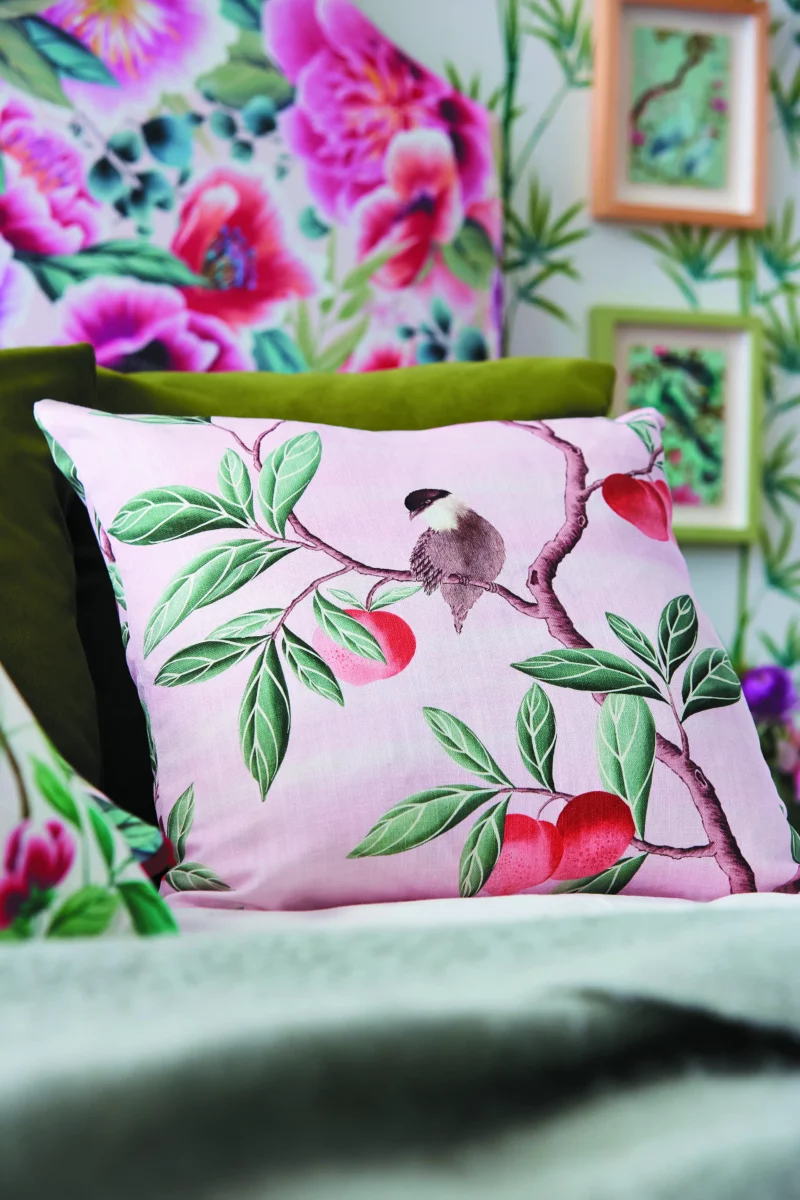 Ella Fabric - Sky / Fig Leaf / Nectarine by Ella Fabric - Sky / Fig Leaf / Nectarine from