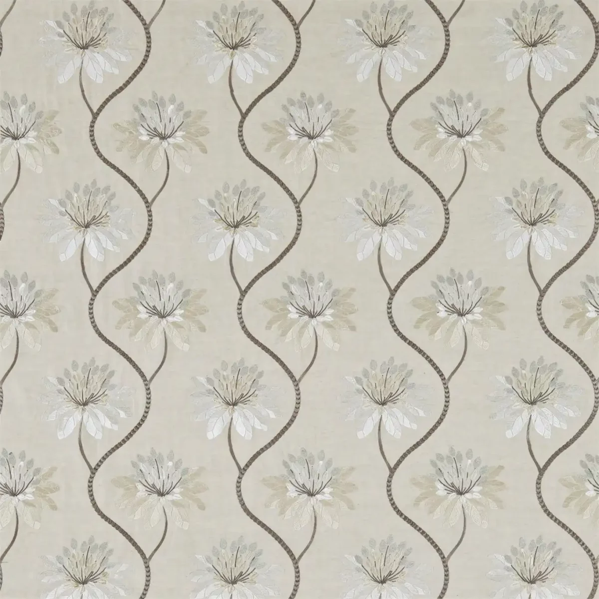 Eloise Fabric - Pearl by white botanical embroideried fabric from Harlequin