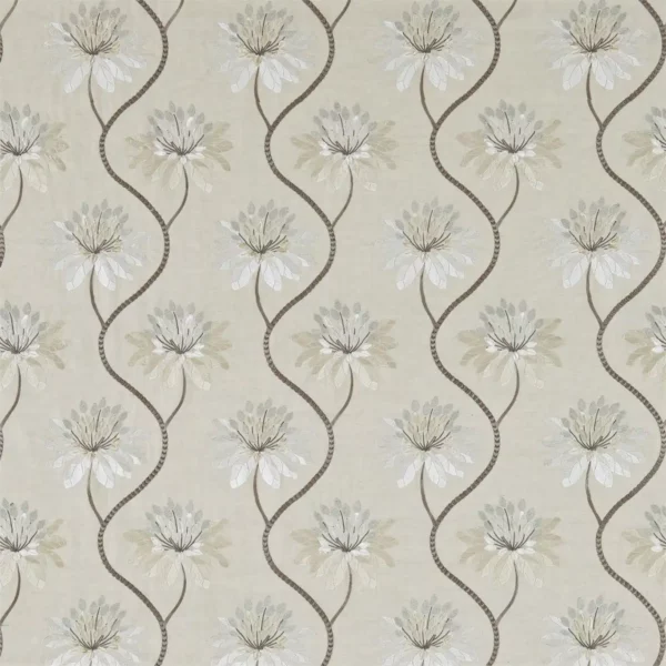 Eloise Fabric - Pearl by white botanical embroideried fabric from Harlequin
