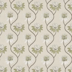 green botanical embroideried fabric from Harlequin