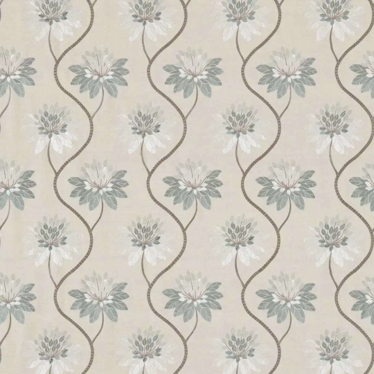 Eloise Fabric - Willow by blue botanical embroideried fabric from Harlequin