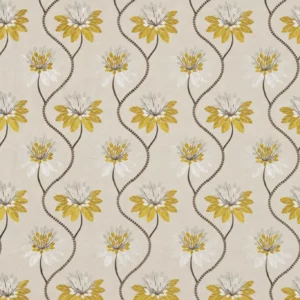 yellow botanical embroideried fabric from Harlequin