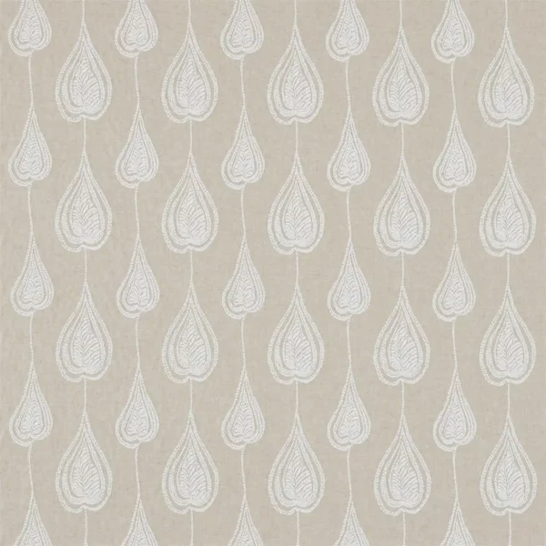 Gigi Fabric - Oatmeal by neutral botanical embroideried fabric from Harlequin