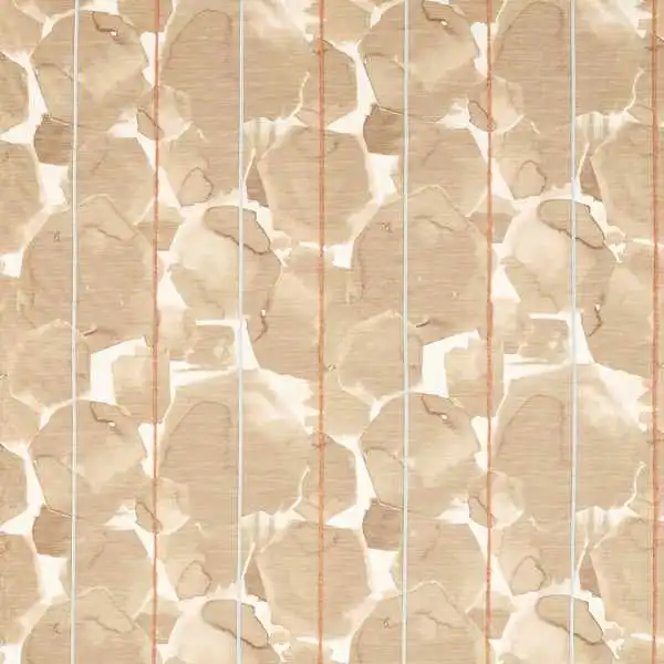 Ceilo Fabrics - Clay / Paprika / Sky by brown striped embroideried fabric from Harlequin
