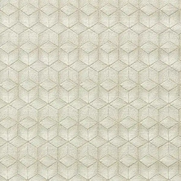 Ochiba Fabrics - Frost by green geometric embroideried fabric from Harlequin