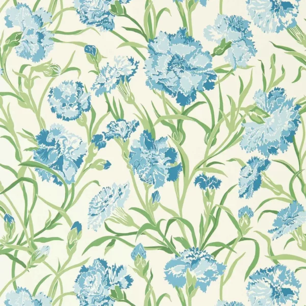 Fleur de Joie Wallcovering - French Blue / Succulent / Soft Focus by blue botanical wallpaper from harlequin