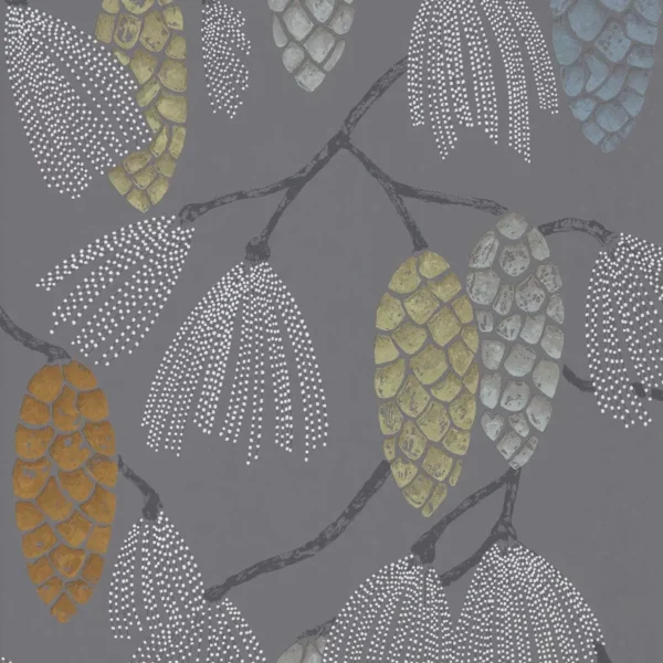 Epitome Wallcovering - Mint / Duck Egg / Smoke by black-grey botanical wallpaper from harlequin