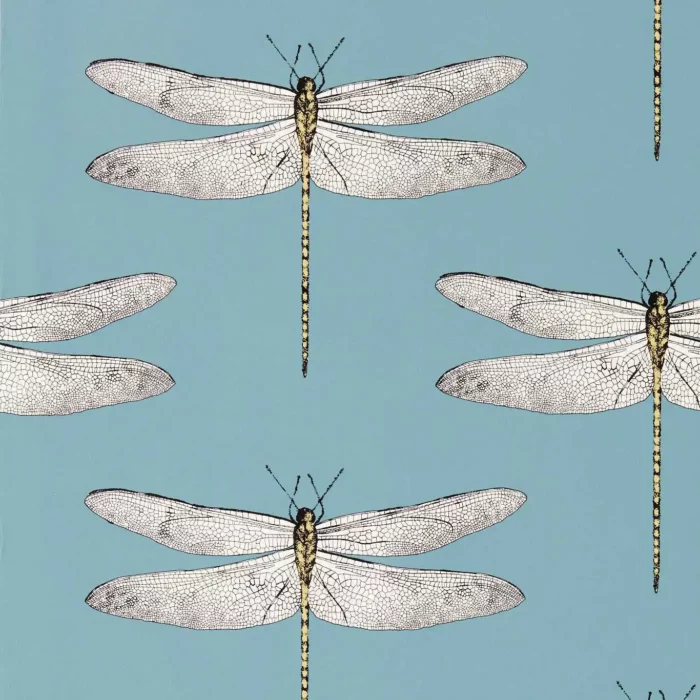 Demoiselle Wallcovering - Cornflower / First Light / Honey fabric swatch HRTW113144