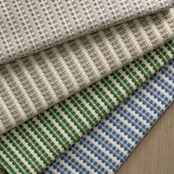 Pepita Stripe Fabric - Taupe / Mint by Pepita Stripe Fabric - Taupe / Mint from