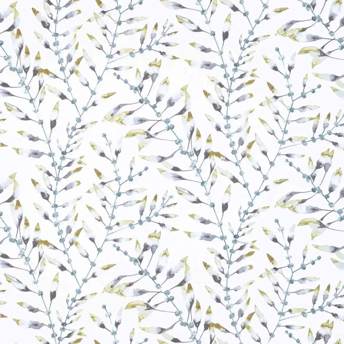 Chaconia Fabric - Lagoon / Linden by blue botanical linen fabric from Harlequin
