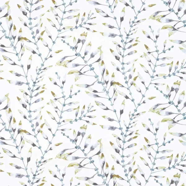 Chaconia Fabric - Lagoon / Linden by blue botanical linen fabric from Harlequin