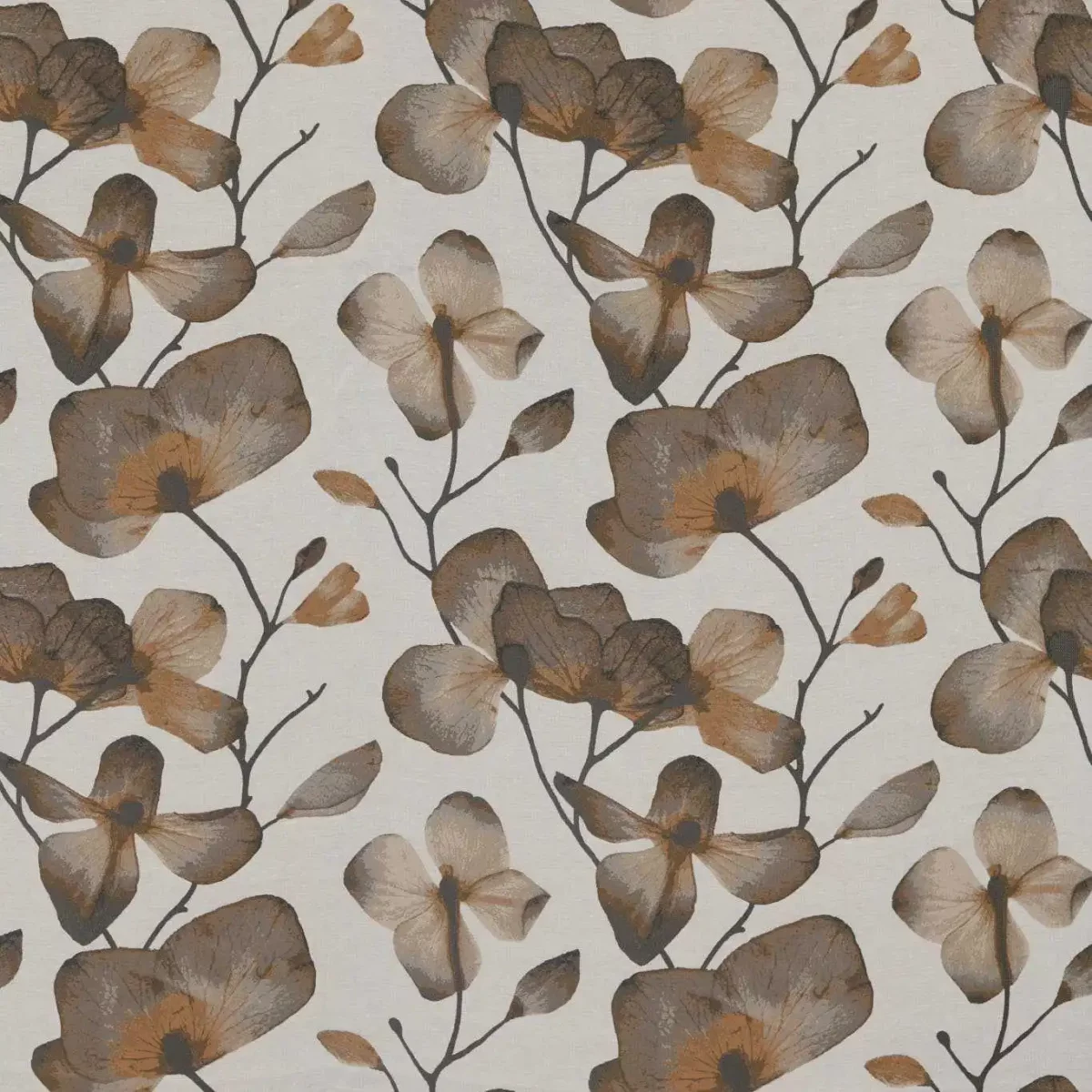 Kienze Fabric - Bronze / Graphite by brown botanical printed fabric from Harlequin