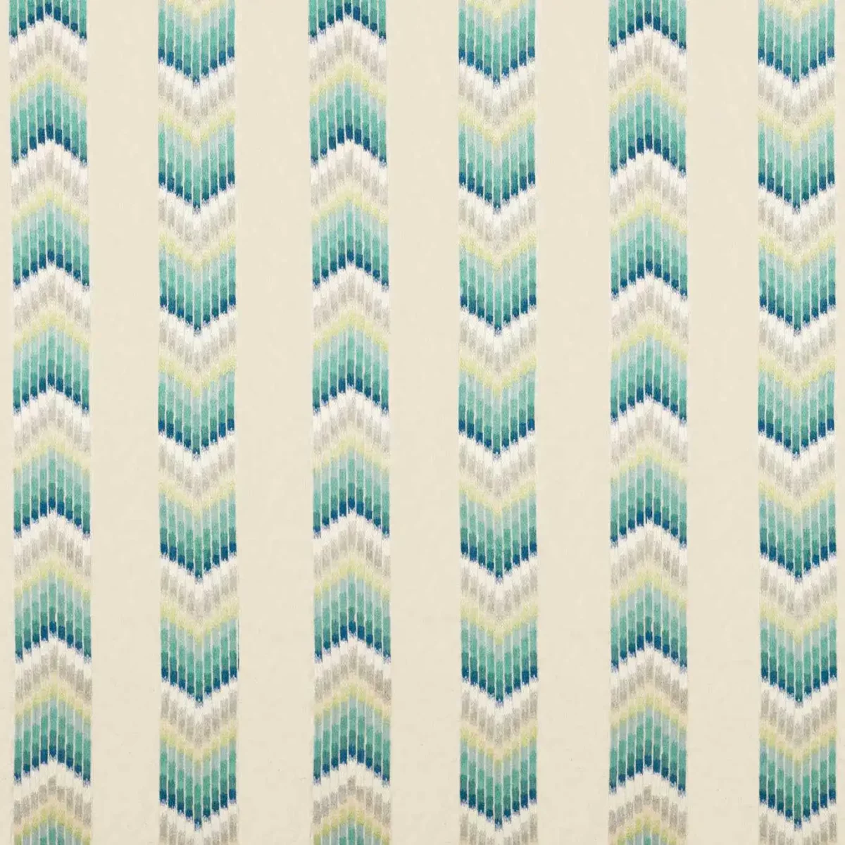 Kengo Fabric - Emerald / Zest by green striped embroideried fabric from Harlequin