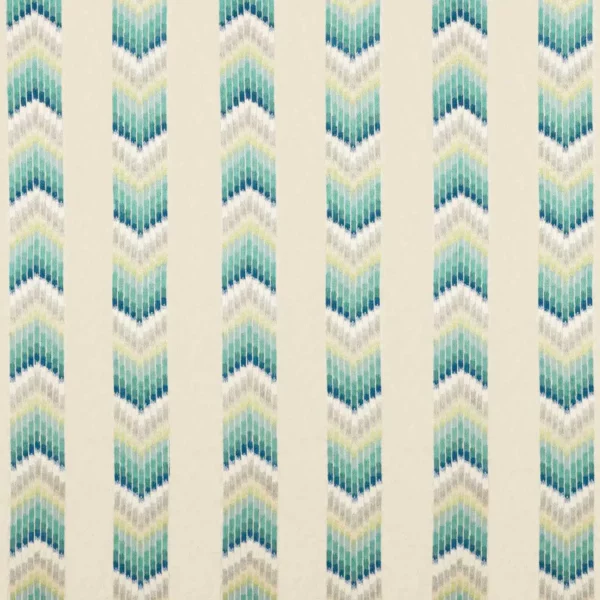 Kengo Fabric - Emerald / Zest by green striped embroideried fabric from Harlequin