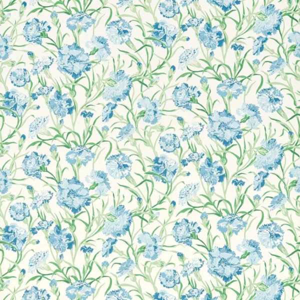 Fleur de Joie Fabric - Sky / Forest by blue botanical printed fabric from Harlequin
