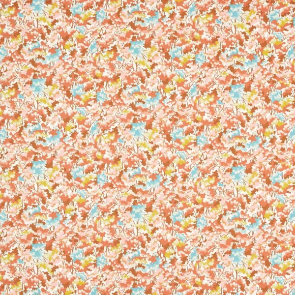Tree Tops Fabric - Baked Terracotta / Azul / Honey by orange botanical cotton fabric from Harlequin