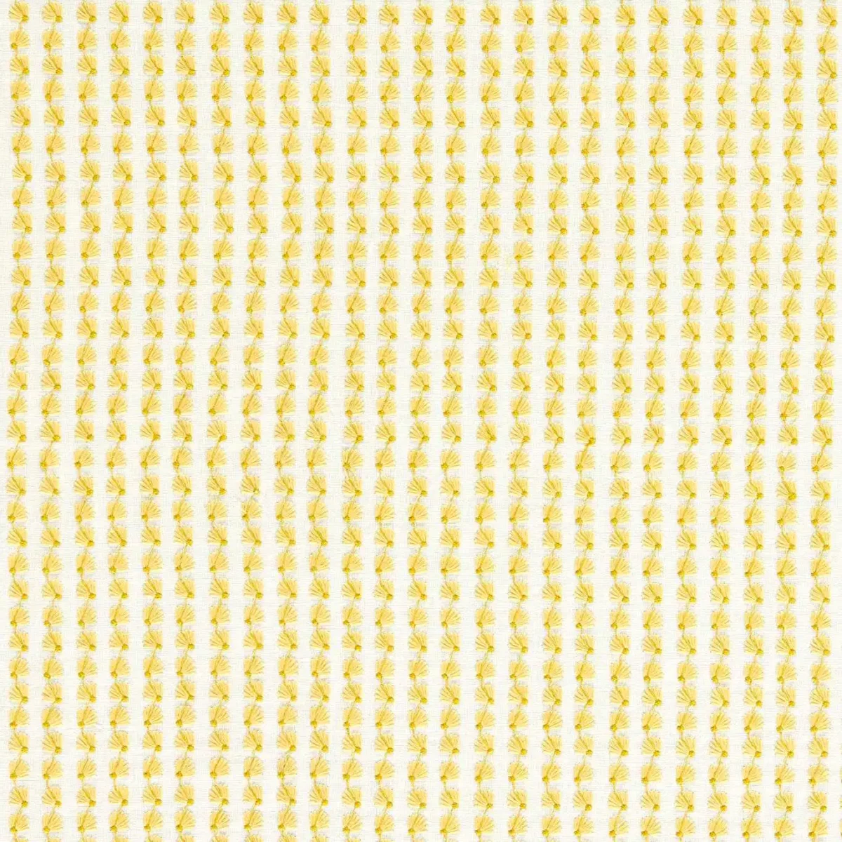 yellow botanical embroideried fabric from Harlequin