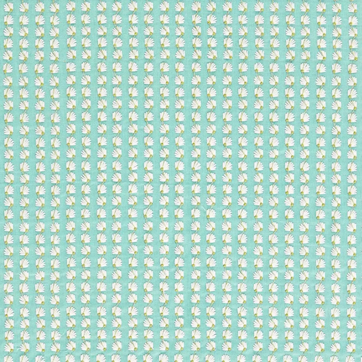 Silene Fabric - Aqua / First Light / Forest by green botanical embroideried fabric from Harlequin