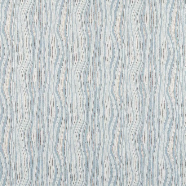 Ridley Fabric - Aegean by blue striped velvet-chenille fabric from Harlequin