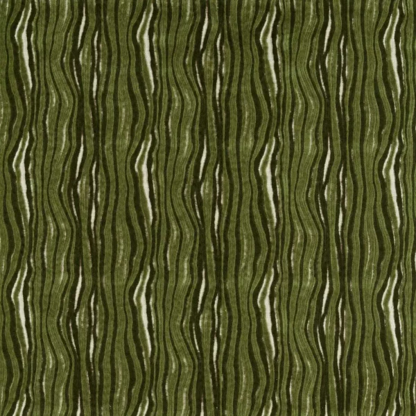 Ridley Fabric - Matcha by green striped velvet-chenille fabric from Harlequin