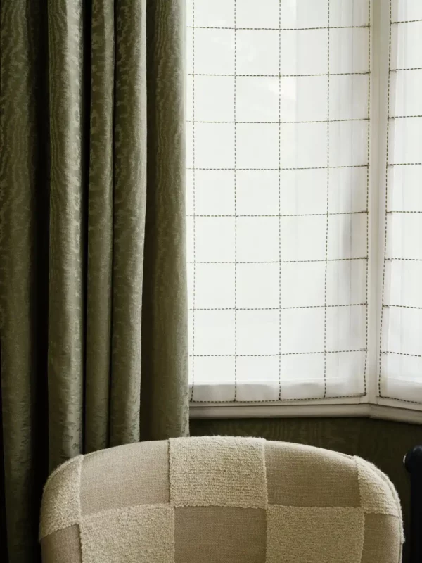 Blenets Check Sheer Fabric - Oatmeal by Blenets Check Sheer Fabric - Oatmeal from
