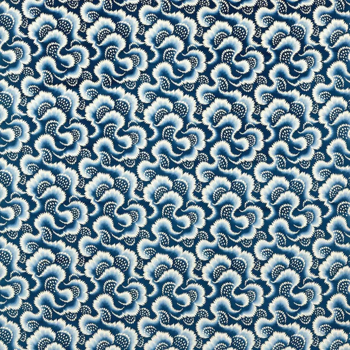 Ludaix Velvet Fabric - Pacific by blue botanical velvet-chenille fabric from Harlequin