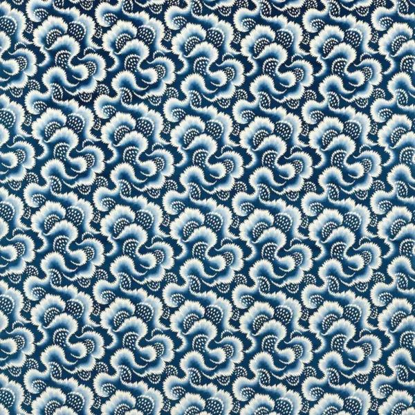 Ludaix Velvet Fabric - Pacific by blue botanical velvet-chenille fabric from Harlequin