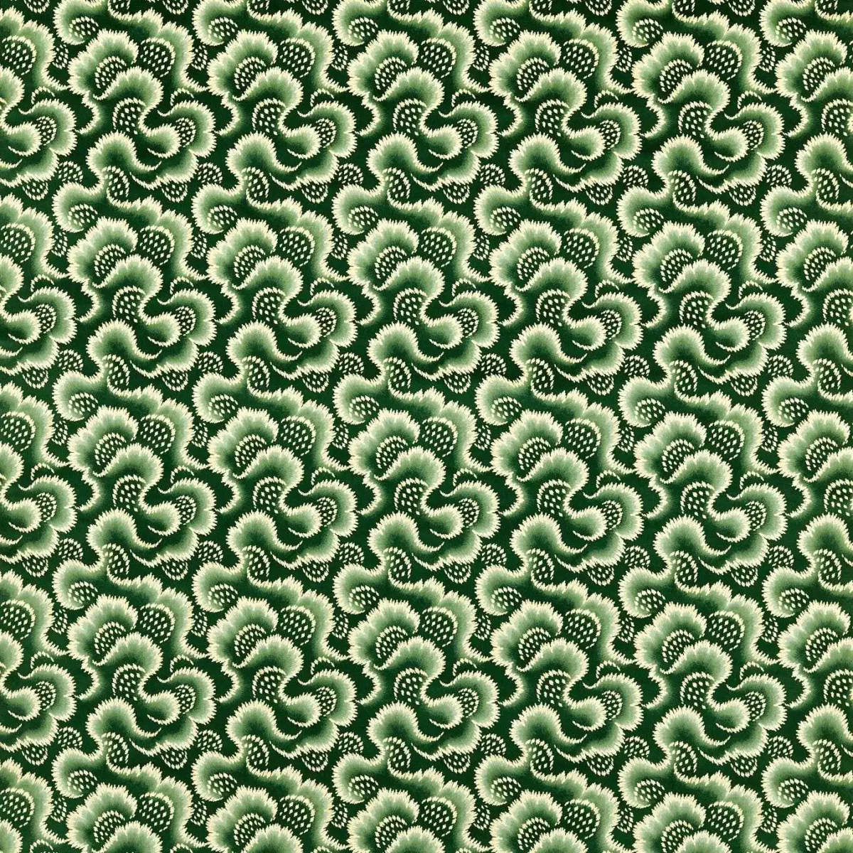 Ludaix Velvet Fabric - Matcha by green botanical velvet-chenille fabric from Harlequin