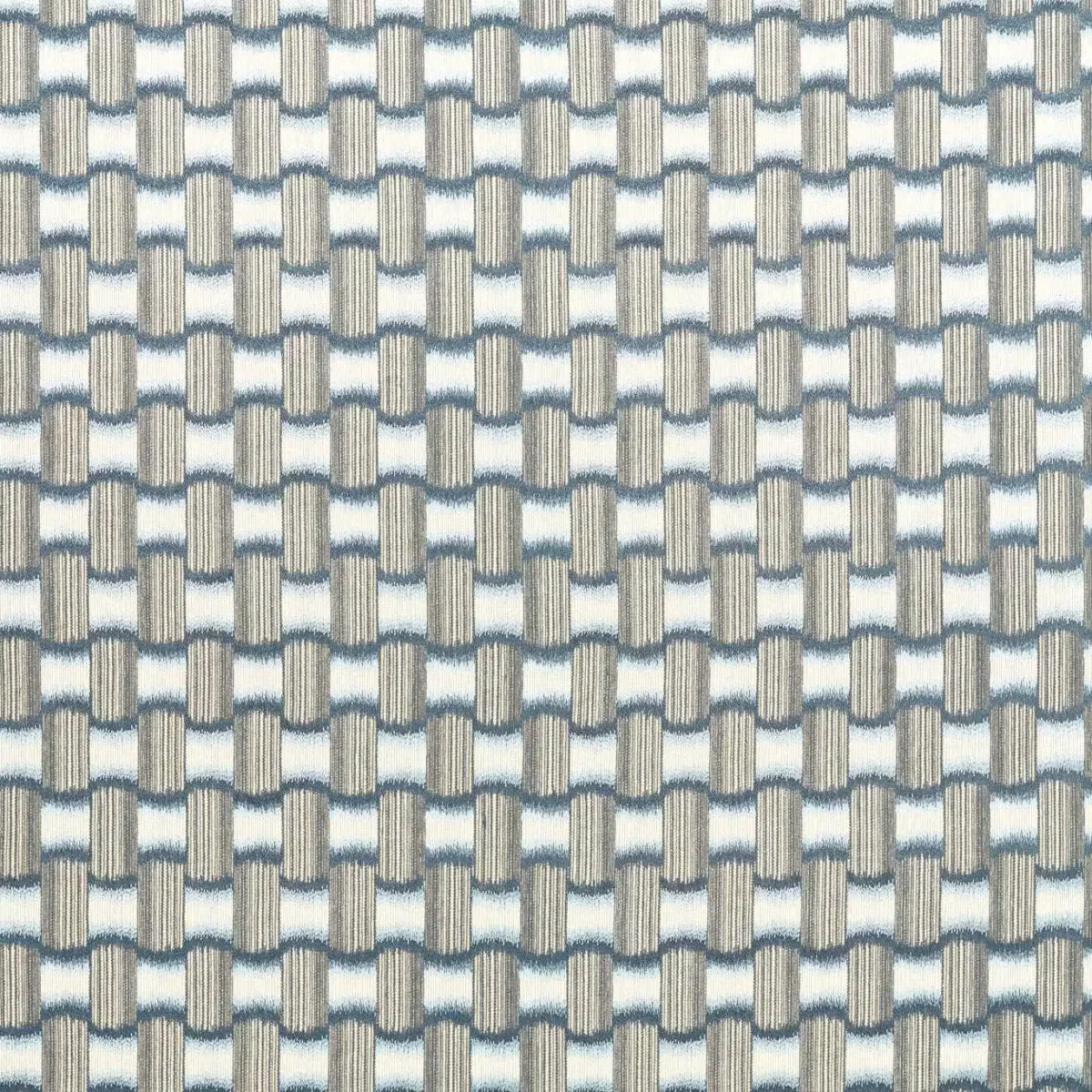 Ikigai Fabric - Pacific by blue geometric embroideried fabric from Harlequin