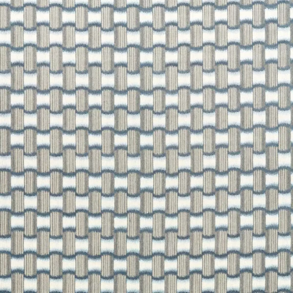 Ikigai Fabric - Pacific by blue geometric embroideried fabric from Harlequin