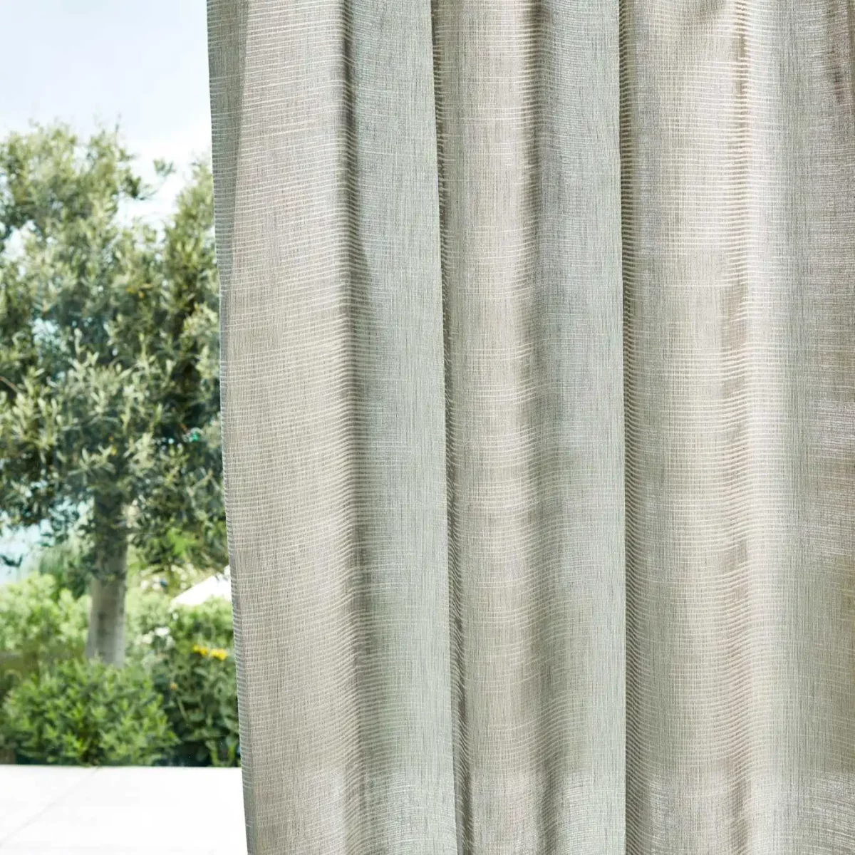 Senkei Fabric - Silver by green plain voile-sheer fabric from Harlequin