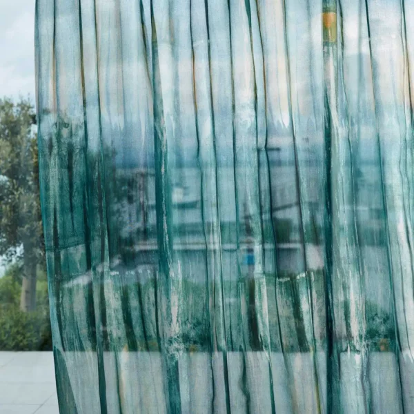 Yuti Fabric - Emerald / Saffron / Stone by blue contemporary voile-sheer fabric from Harlequin