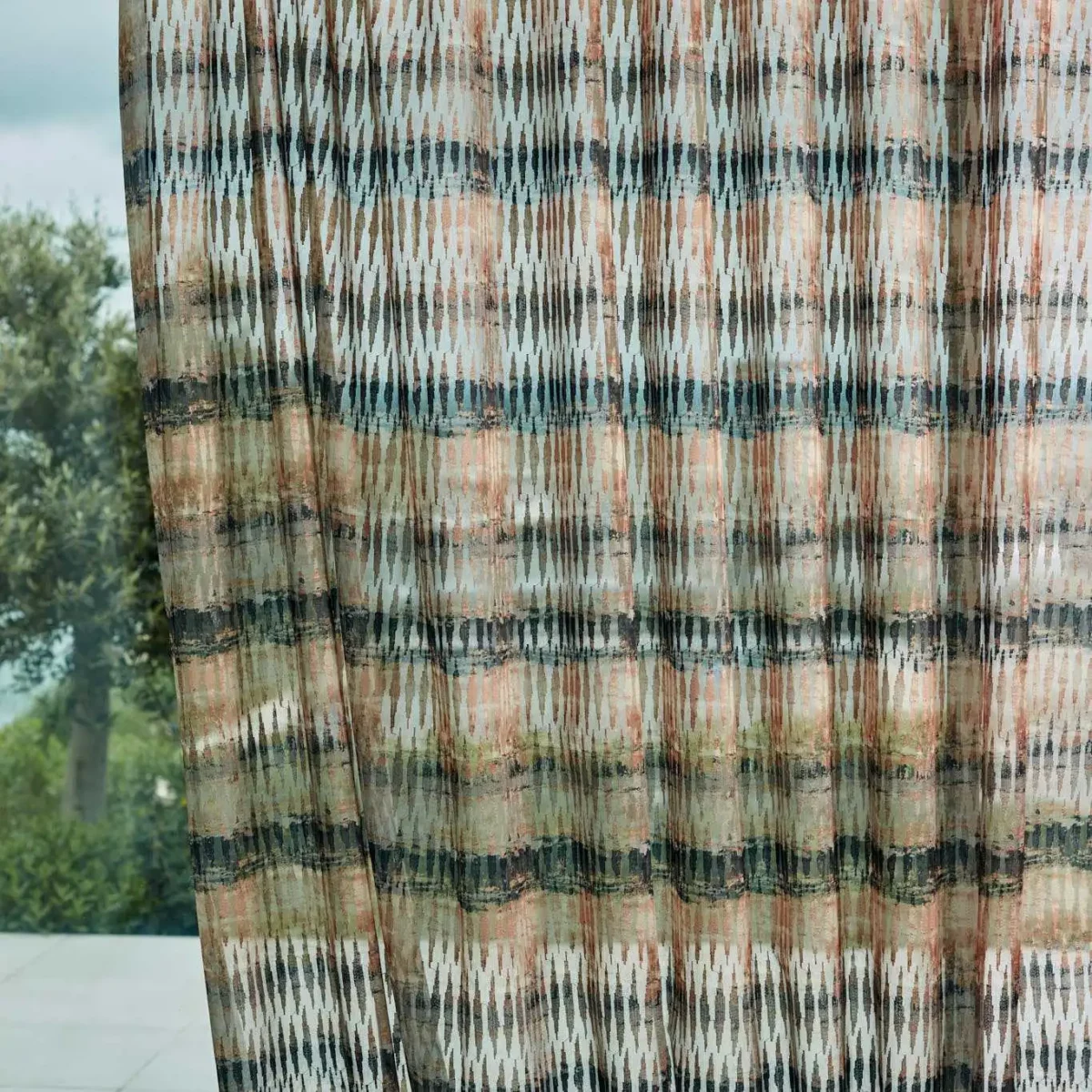 orange striped voile-sheer fabric from Harlequin