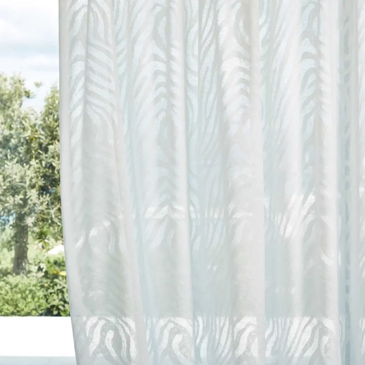 Equus Fabric - Chalk / First Light by white contemporary voile-sheer fabric from Harlequin