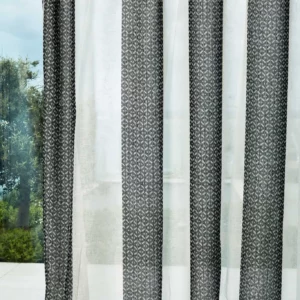 black-grey striped voile-sheer fabric from Harlequin