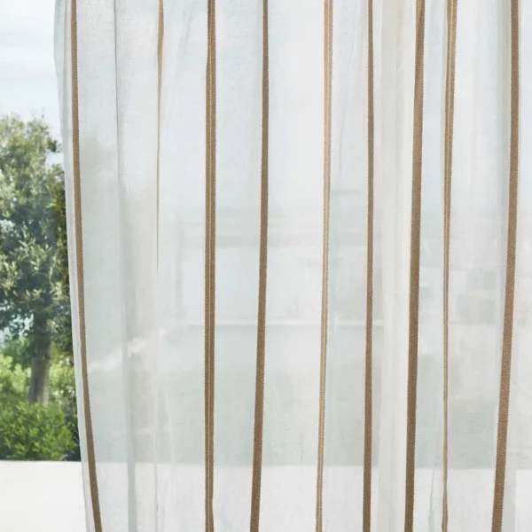 Stratus Fabric - Chalk / Incense by neutral striped voile-sheer fabric from Harlequin