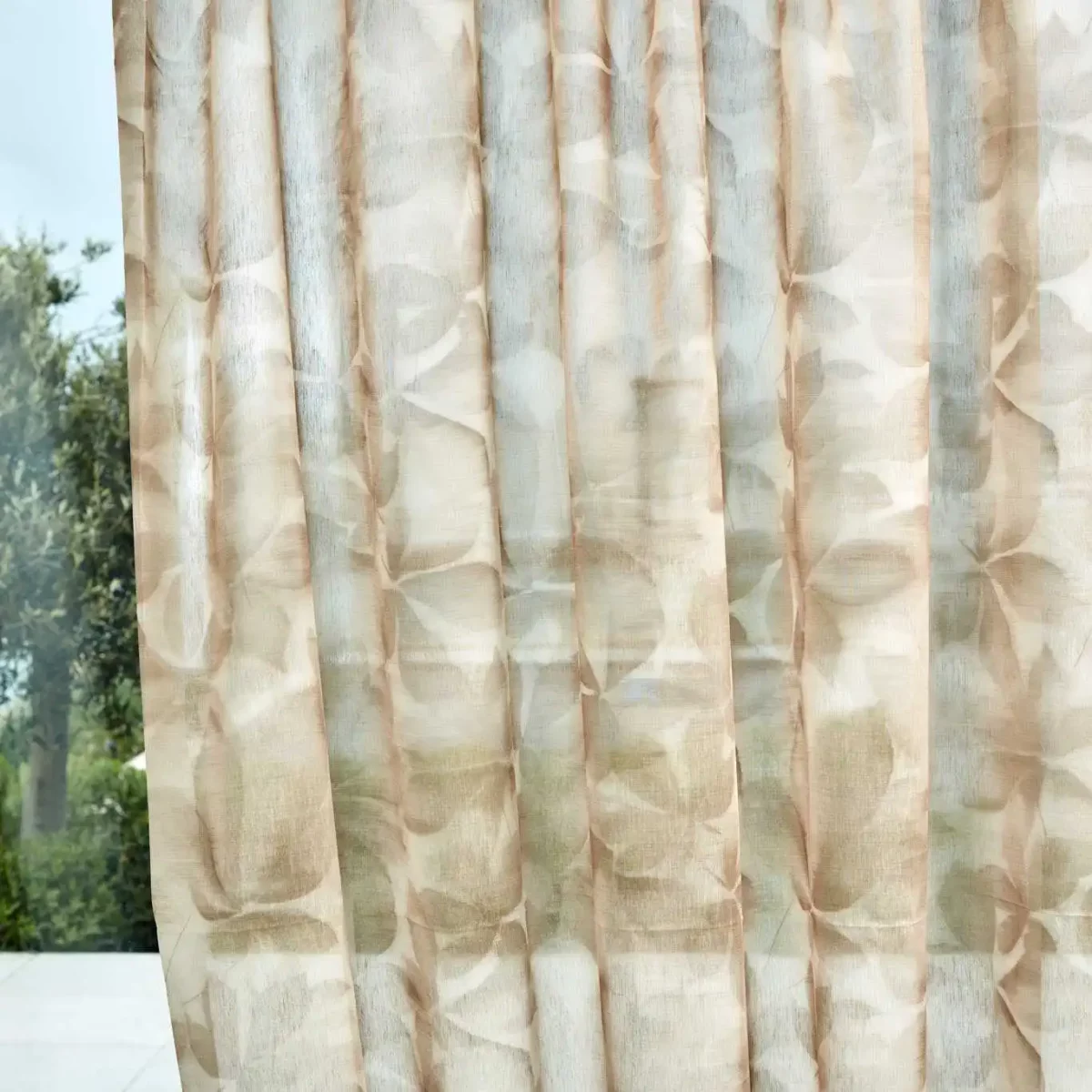 neutral botanical voile-sheer fabric from Harlequin